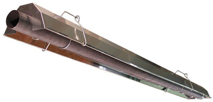 brooder heater hanging from a ceiling