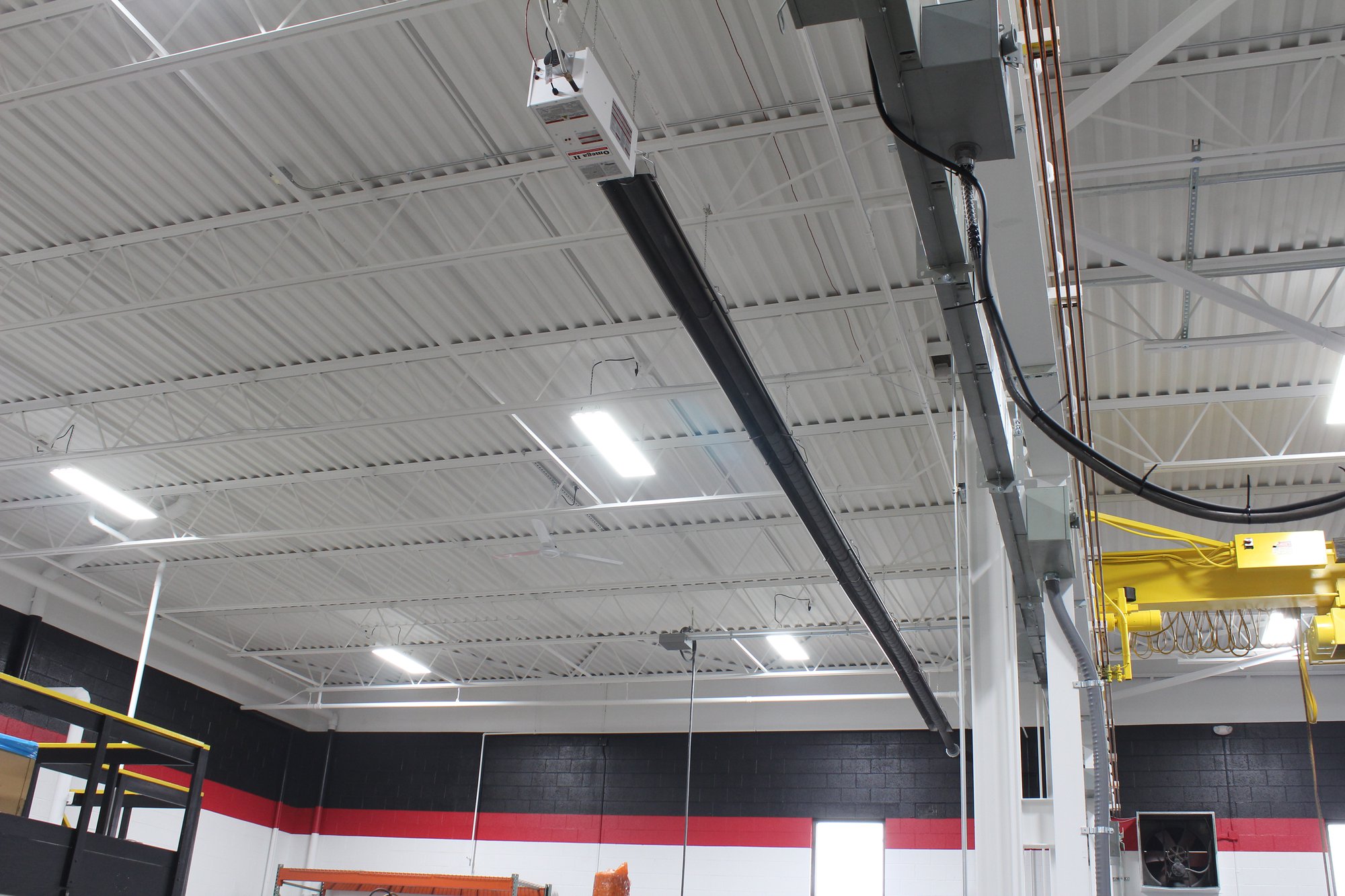 A radiant heater on a cieling